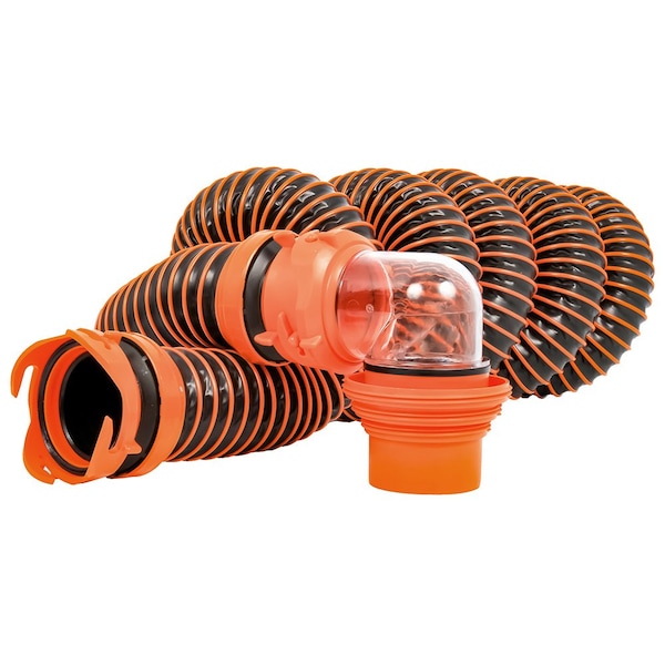 RhinoEXTREME 15 and #39 Sewer Hose Kit w/Swivel Fitting 4 In 1 Elbow Caps